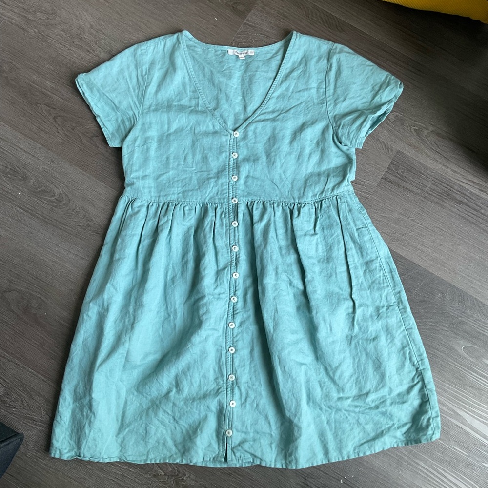 Madewell Linen-Blend Alexandra Button-Front Mini Dress